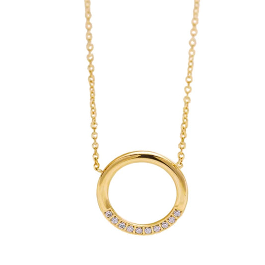 Stålhalsband med 18K förgyllning och CZ 40+5 cm