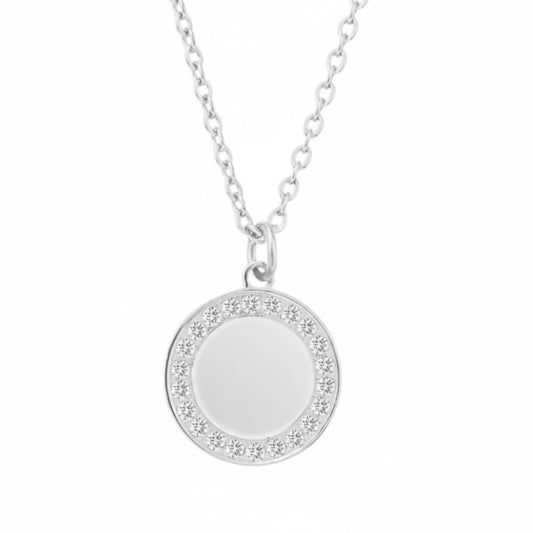Stålhalsband med CZ 42+5 cm