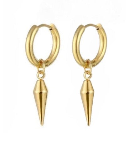 Stålörhängen med 18K förgyllning 35MM / 12MM