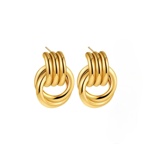 Stålörhängen med 18K förgyllning 20MM / 13MM