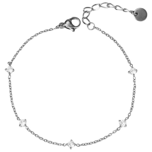 Stålarmband med CZ 16+3 cm