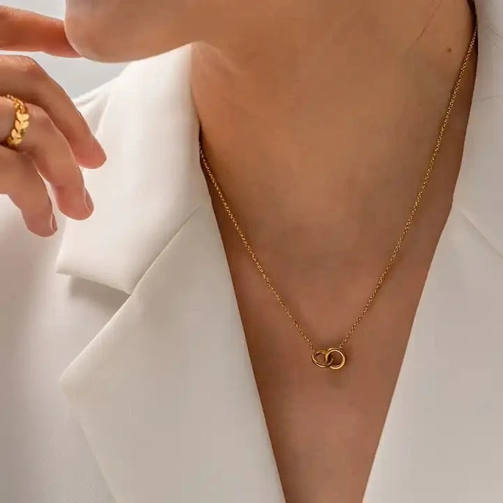 Stålhalsband med 18K förgyllning 40+5 cm