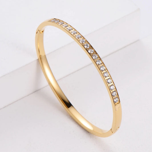 Stålarmring med 18K förgyllning och CZ 4MM