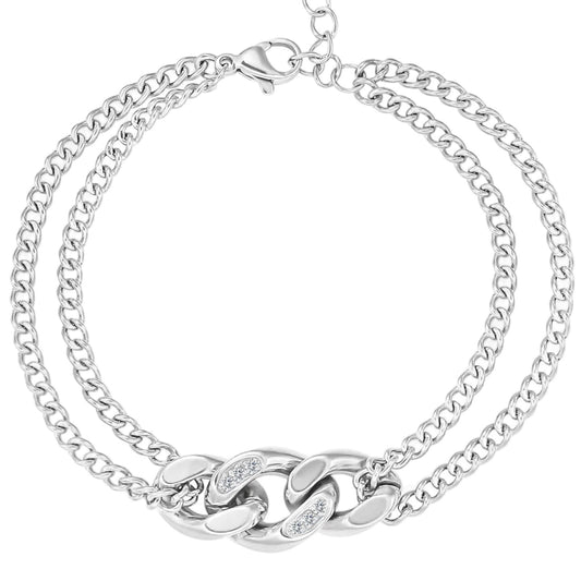 Stålarmband med CZ 15+4 cm