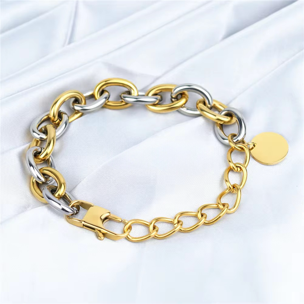 Stålarmband med 18K förgyllning 17+7 cm