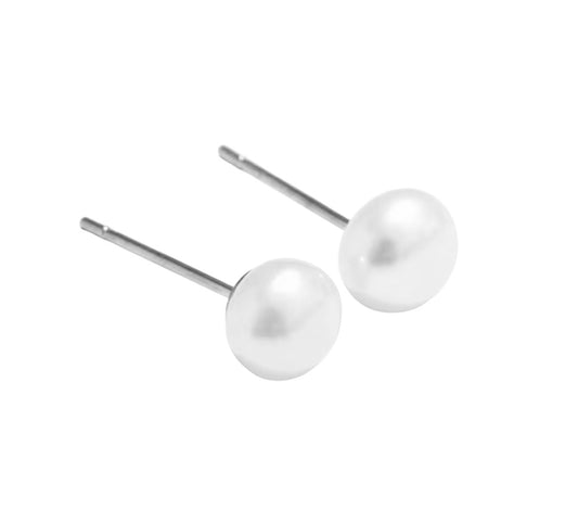 Stålörhängen med Sötvattenpärla 6MM