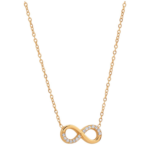 Stålhalsband med 18K förgyllning och CZ 40+5 cm