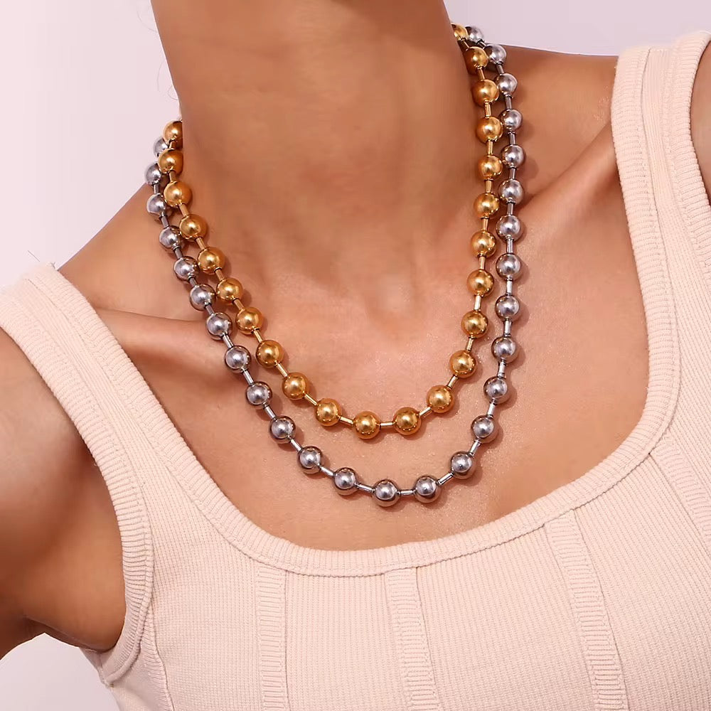Stålhalsband med 18K förgyllning 10MM / 6MM / 4MM