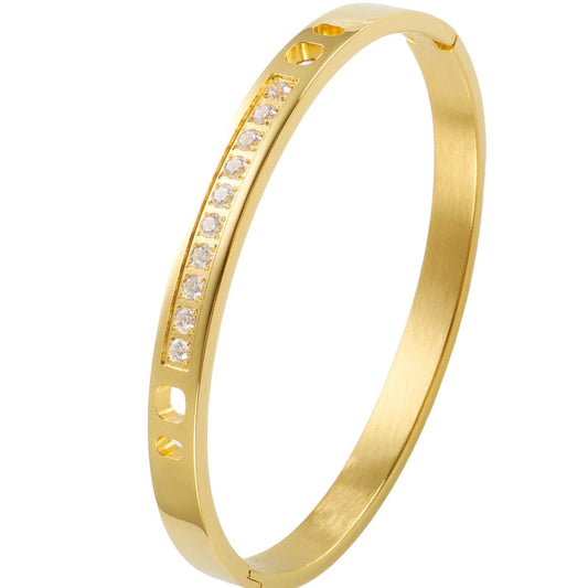 Stålarmband med 18K förgyllning och CZ 6MM