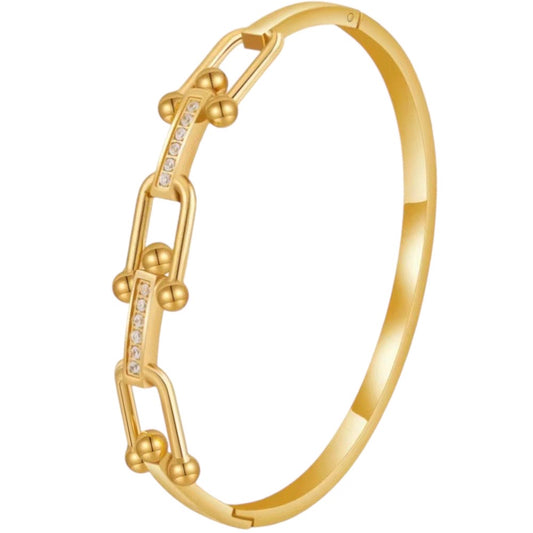 Stålarmband med 18K förgyllning och CZ 9MM