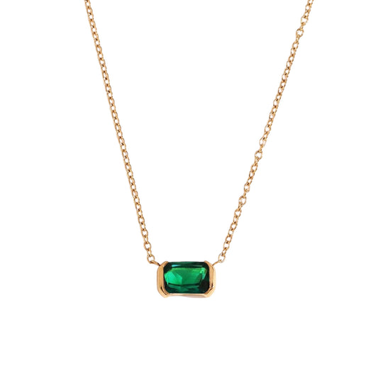 Stålhalsband med 18K förgyllning och CZ 40+5 cm