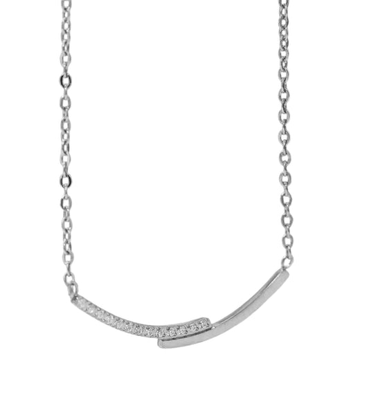 Stålhalsband med CZ 40+5 cm