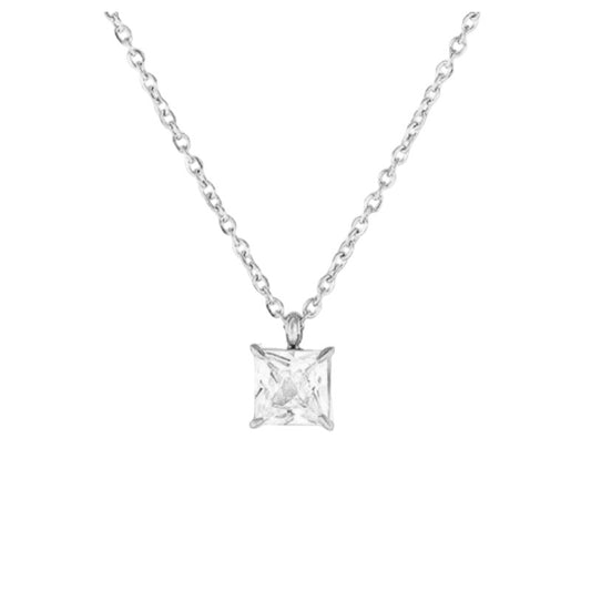 Stålhalsband med CZ 40+5 cm