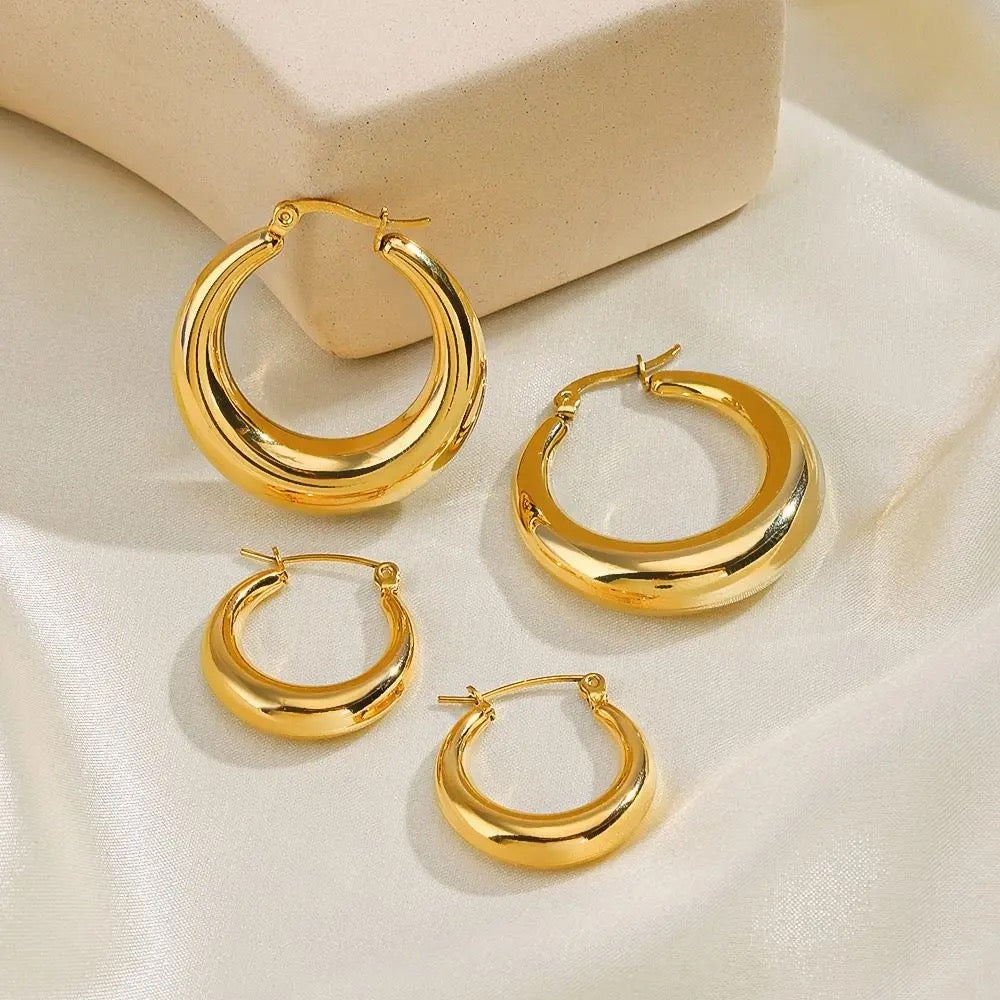 Stålörhängen med 18K förgyllning 20MM