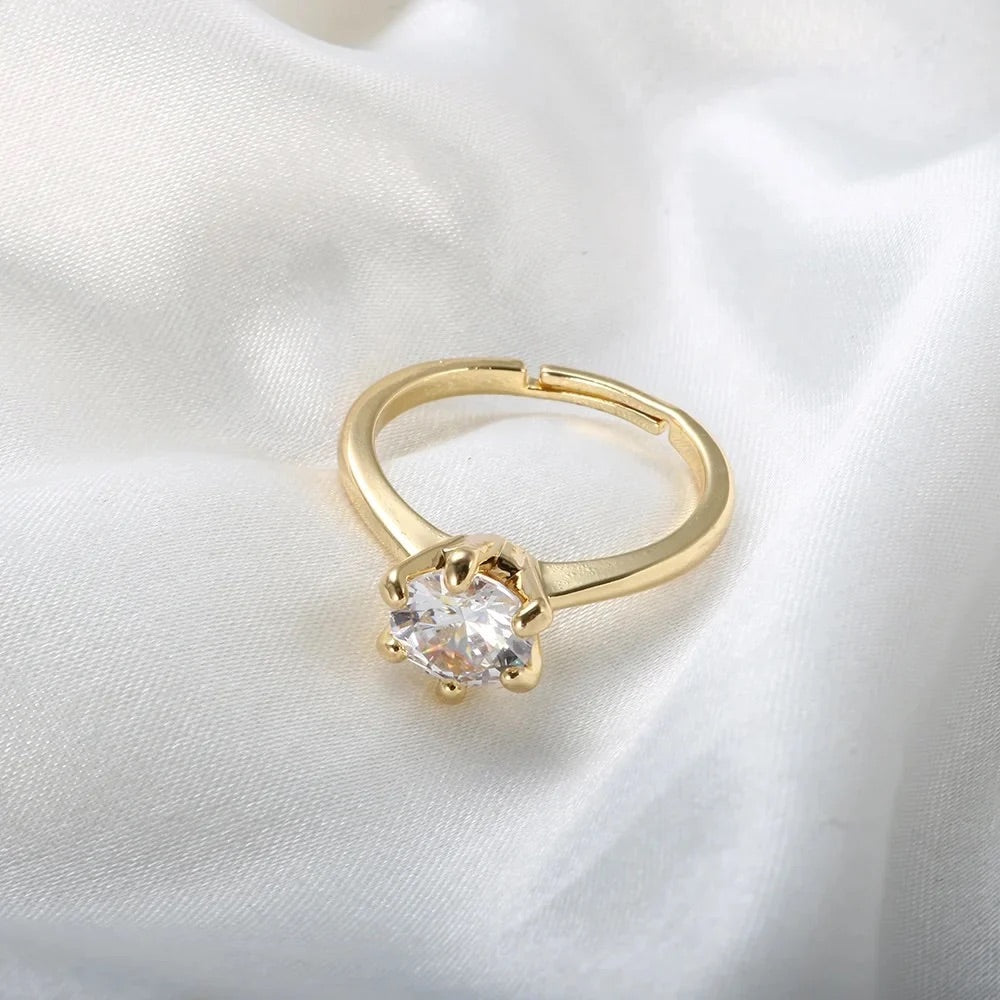 Stålring med 18K förgyllning och CZ - Reglerbar