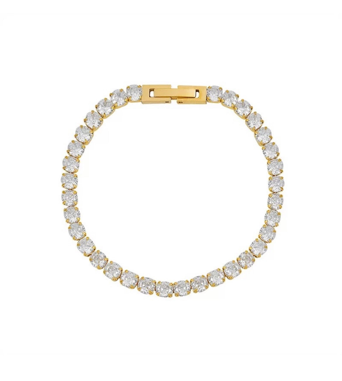 Stålarmband med 18K förgyllning och CZ 16CM /17CM / 18CM / 19CM (4MM)