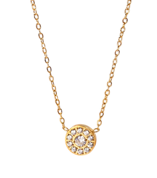 Stålhalsband med 18K förgyllning och CZ 40+5 cm