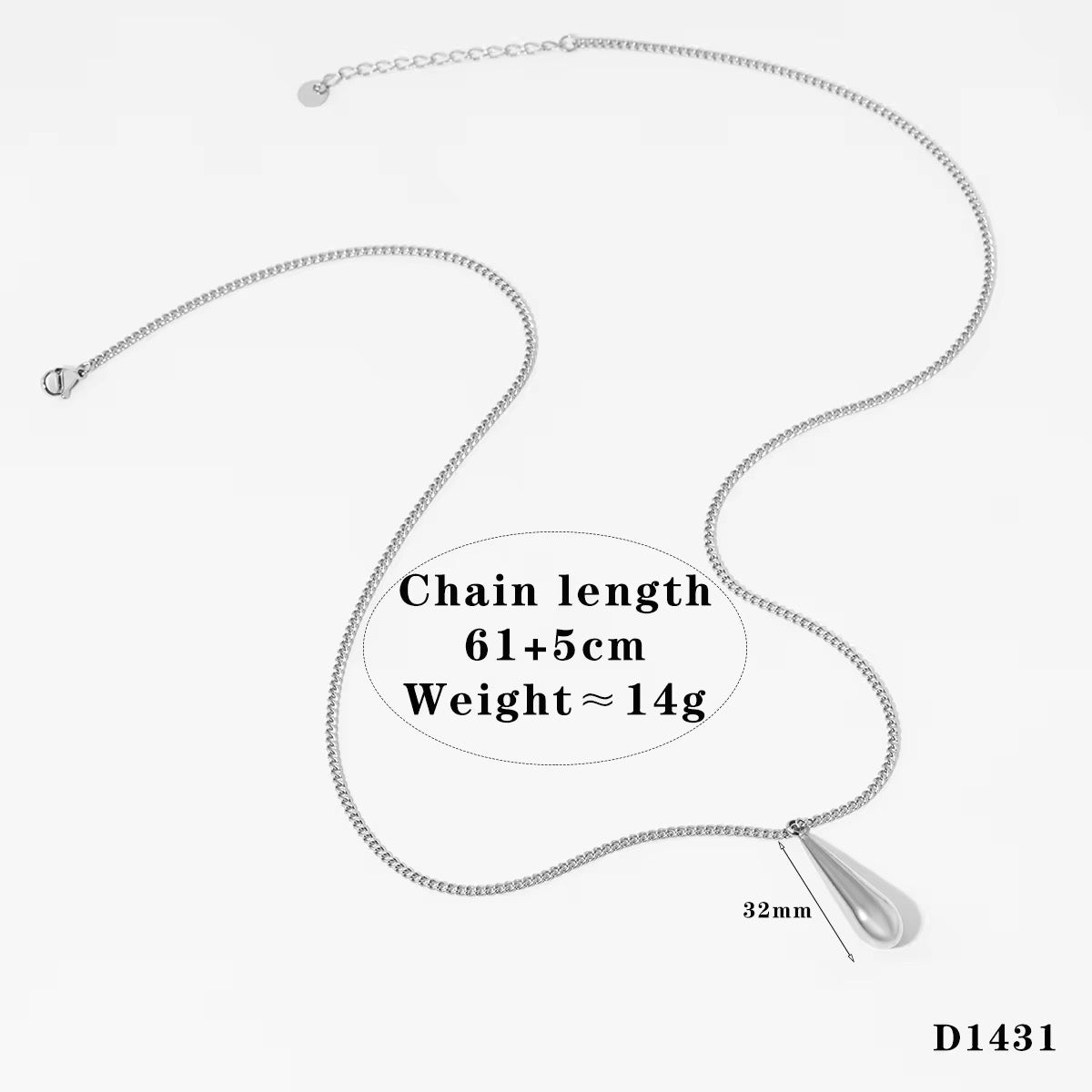 Stålhalsband 61+5 cm