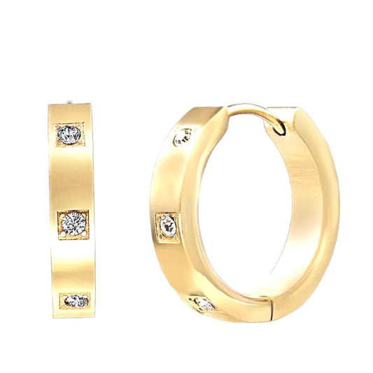 Stålörhängen med 18K förgyllning och CZ 20MM