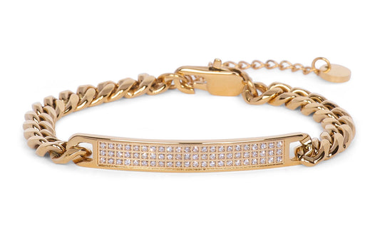 Stålarmband med 18K förgyllning och CZ 16+4 cm