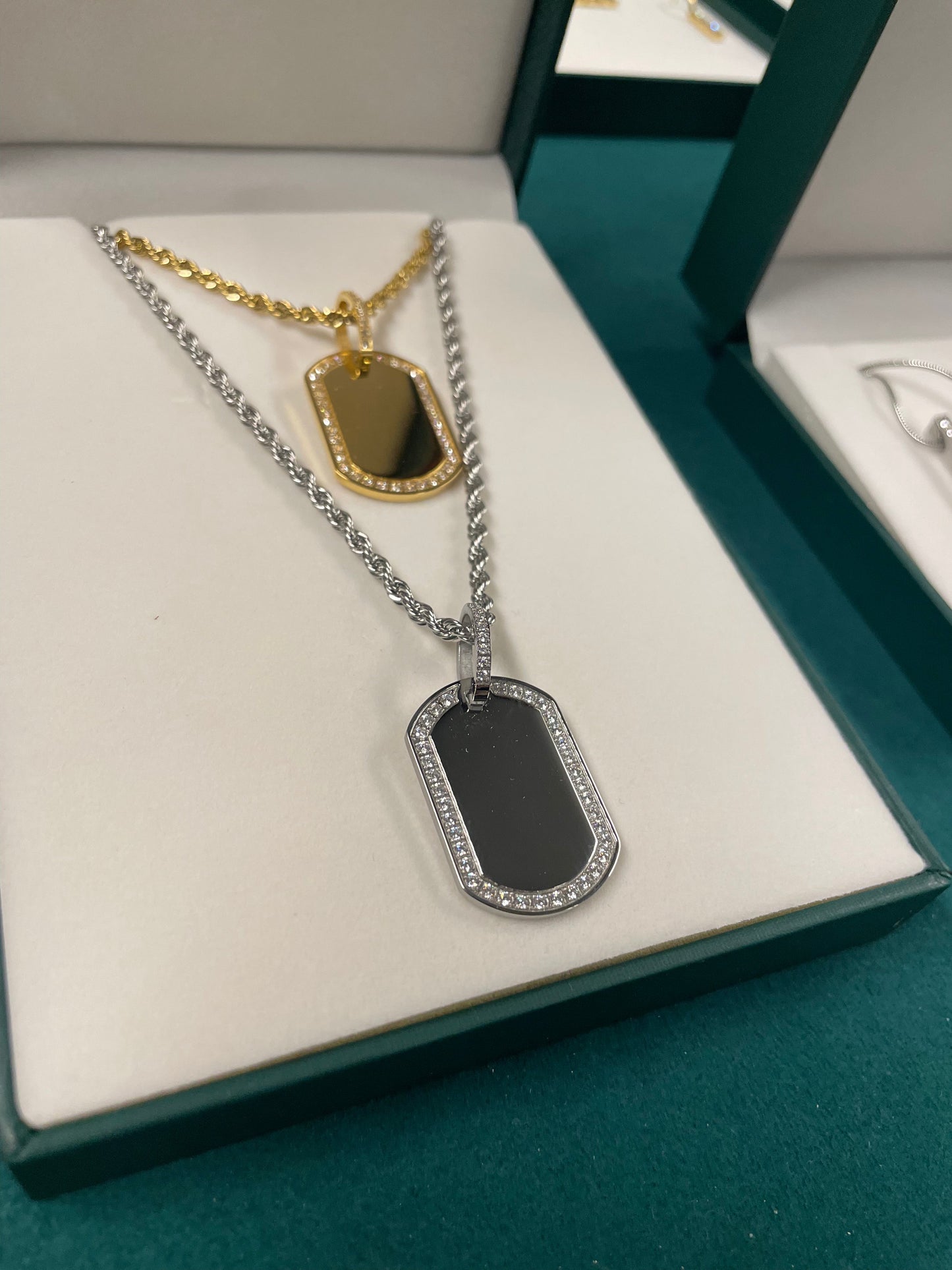 Stålhalsband med CZ 40+5 cm