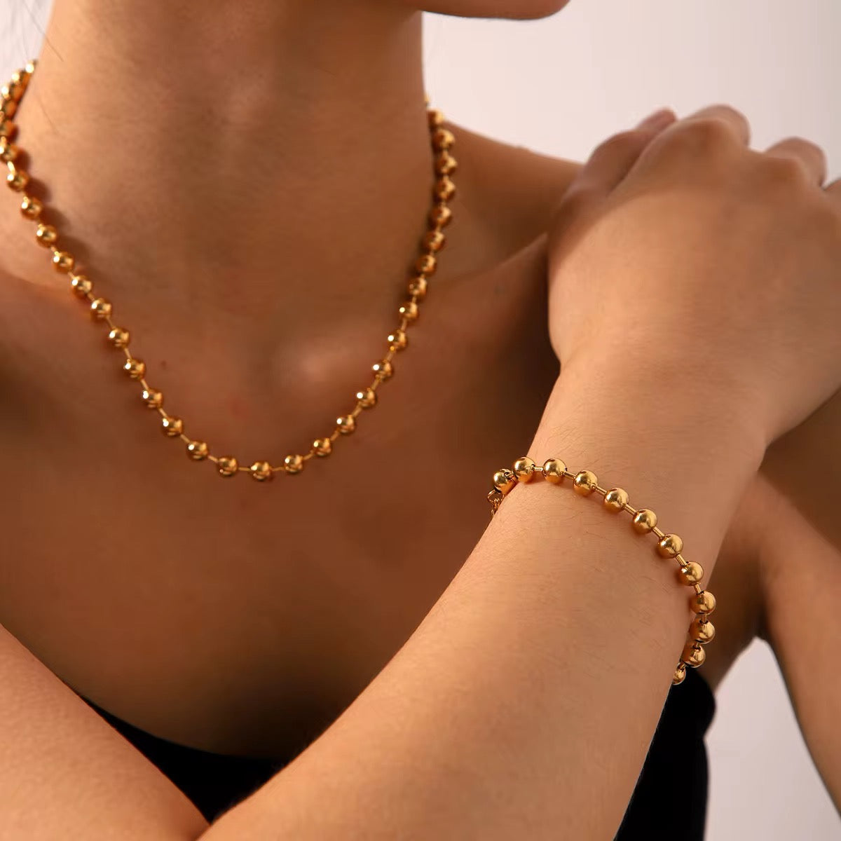 Stålhalsband med 18K förgyllning 10MM / 6MM / 4MM
