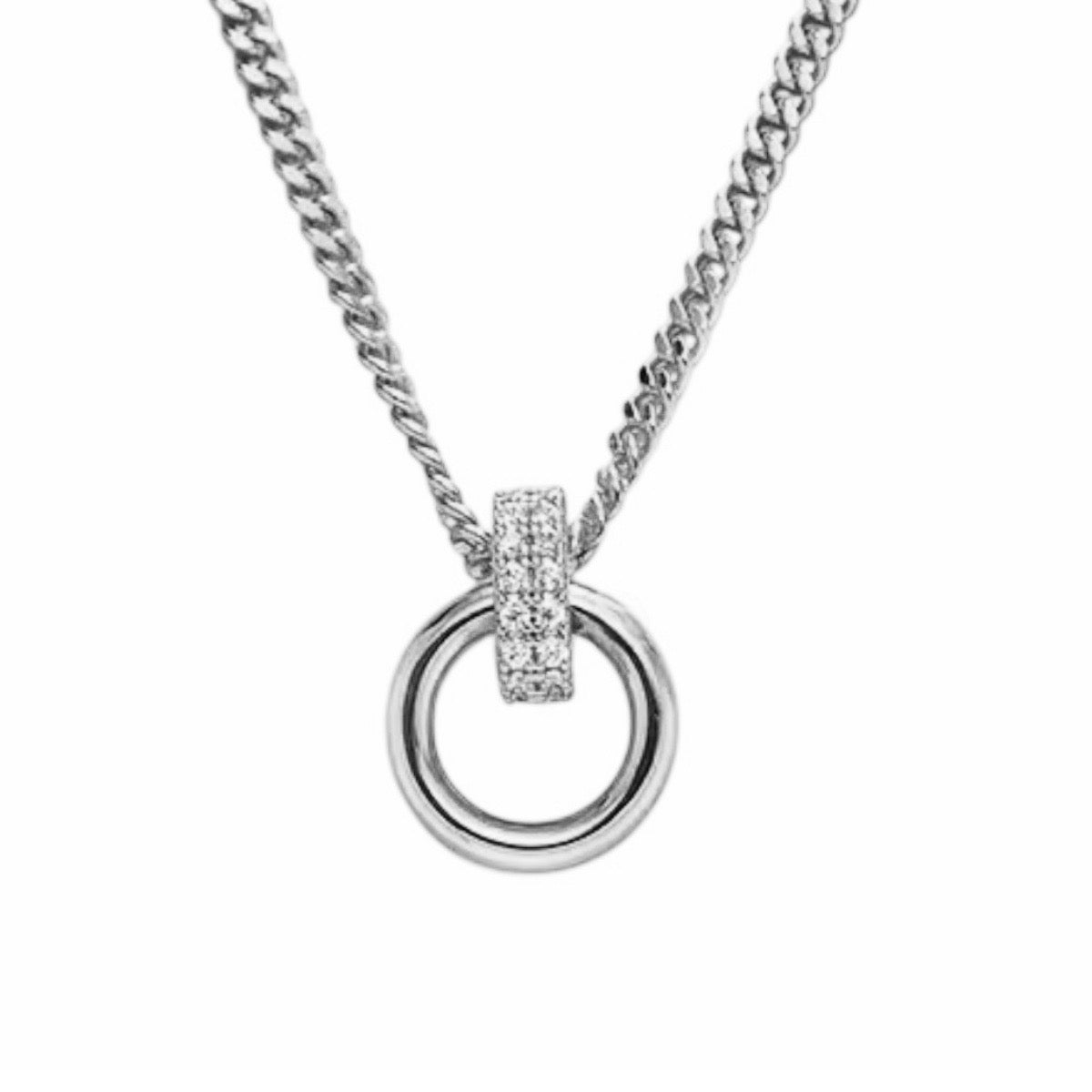 Stålhalsband med CZ 40+5 cm