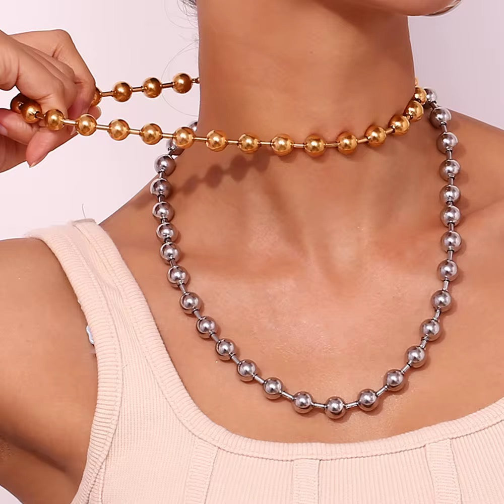 Stålhalsband med 18K förgyllning 10MM / 6MM / 4MM