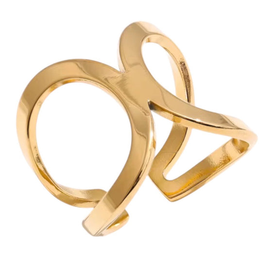 Stålring med 18K förgyllning - Reglerbar