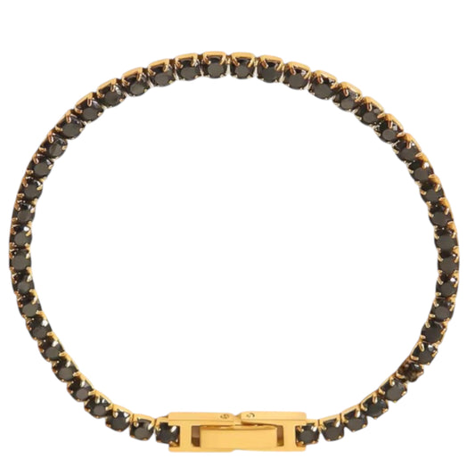 Stålarmband med 18K förgyllning och CZ 17,5 cm (3MM)