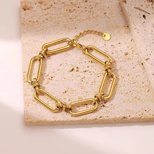 Stålarmband med 18K förgyllning 16+3 cm