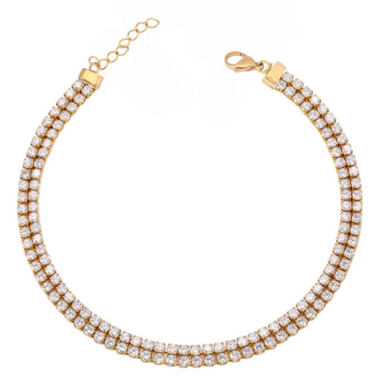 Stålarmband med 18K förgyllning och CZ 16+4 cm