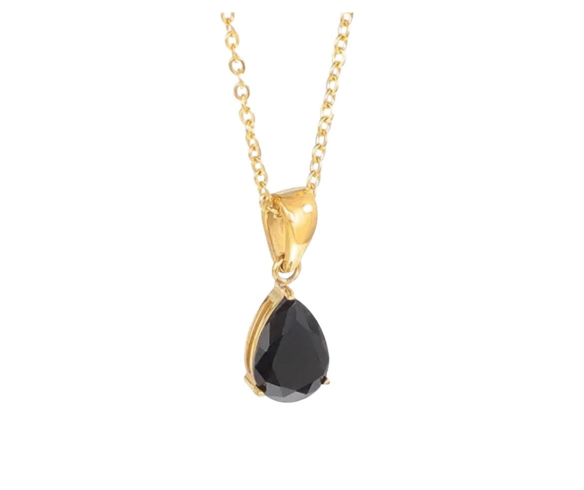 Stålhalsband med 14K förgyllning och CZ 40+5 cm
