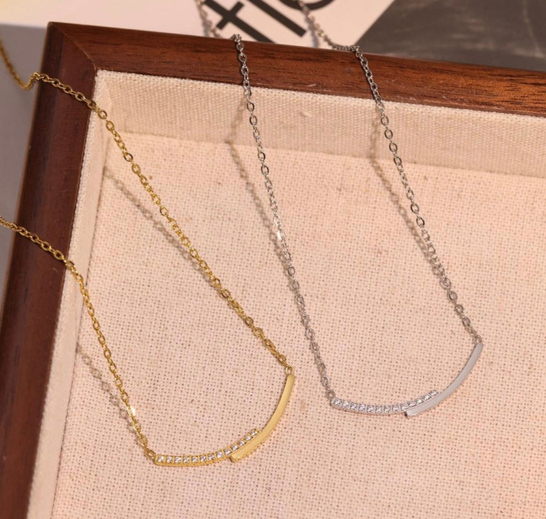 Stålhalsband med CZ 40+5 cm