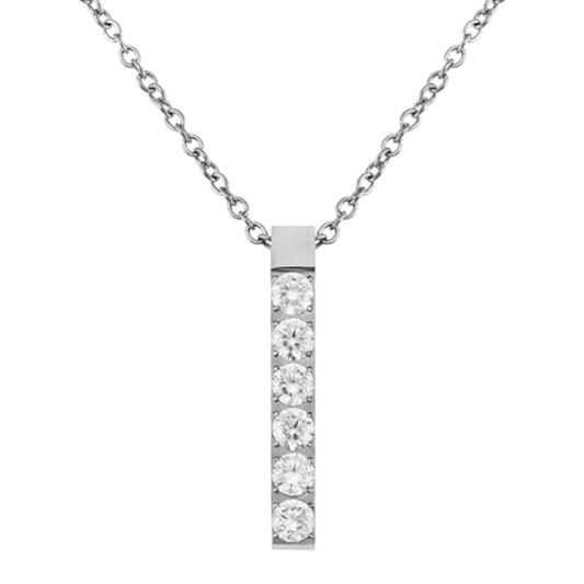 Stålhalsband med CZ 40+5 cm