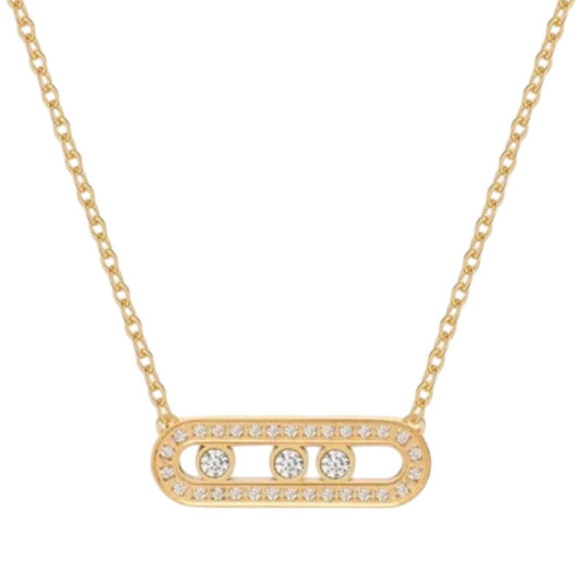 Stålhalsband med 18K förgyllning och CZ 40+5 cm