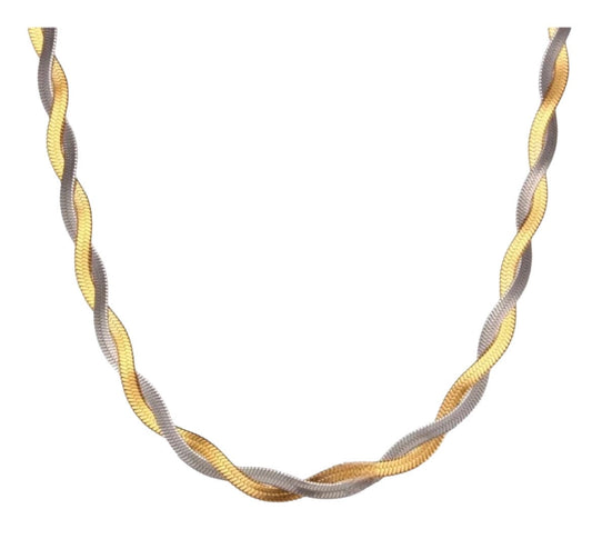 Stålhalsband med 18K förgyllning 40+5 cm