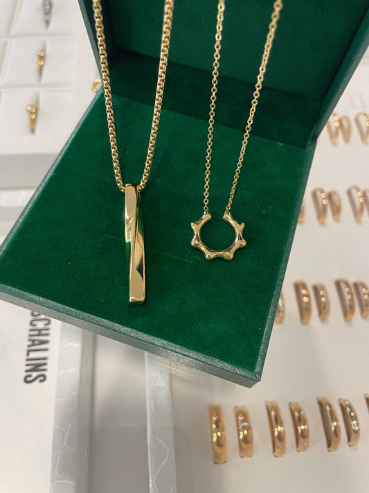 Stålhalsband med 18K förgyllning 60+5 cm