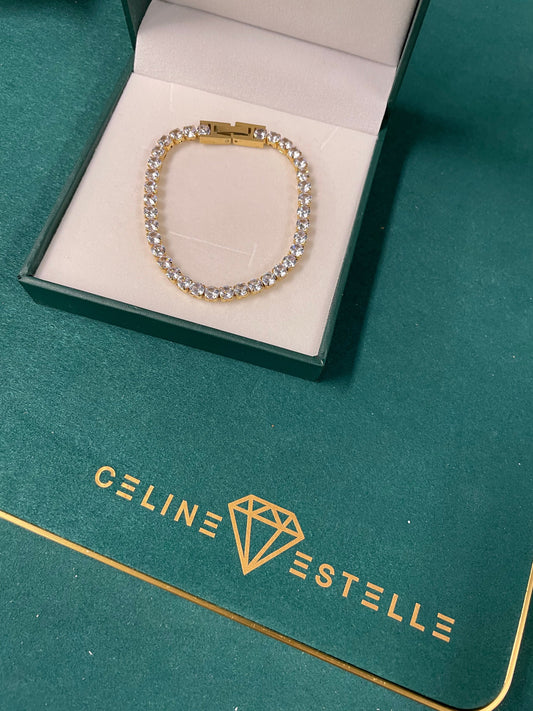 Stålarmband med 18K förgyllning och CZ 16CM /17CM / 18CM / 19CM (4MM)