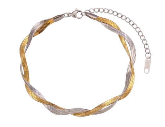 Stålarmband med 18K förgyllning 15+5 cm