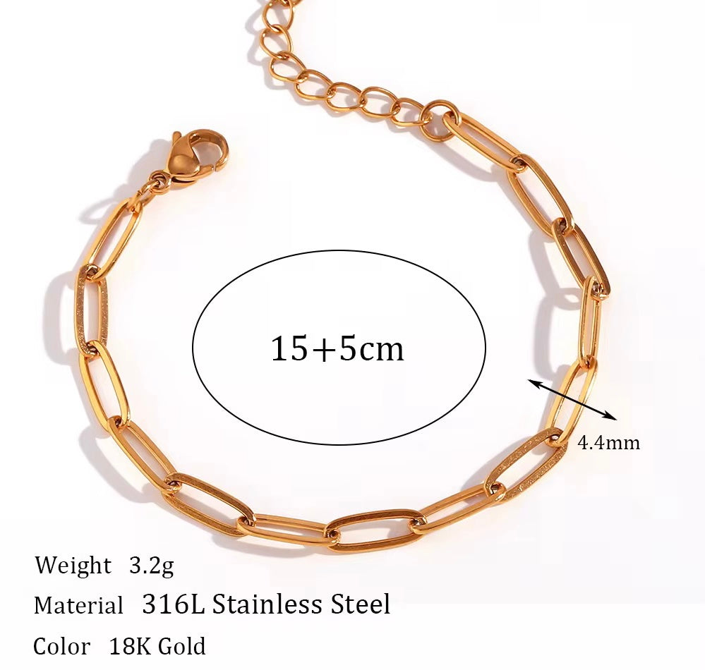 Stålarmband med 18K förgyllning 15+5 cm