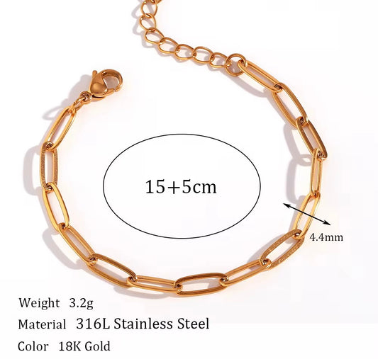 Stålarmband med 18K förgyllning 15+5 cm