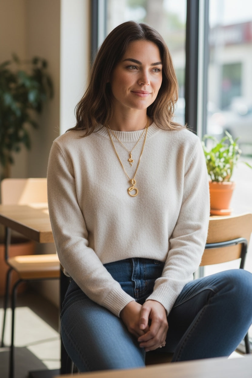 Stålhalsband med 18K förgyllning 60 cm