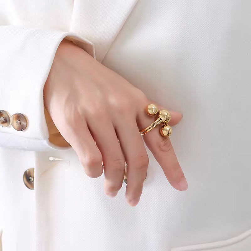 Stålring med 18K förgyllning - Reglerbar