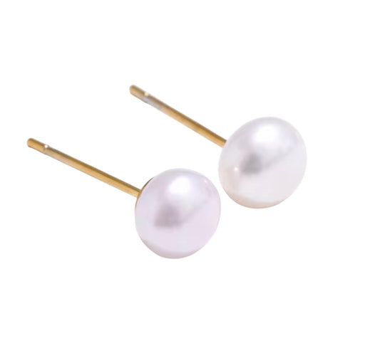 Stålörhängen med 18K förgyllning och Sötvattenpärla 8MM