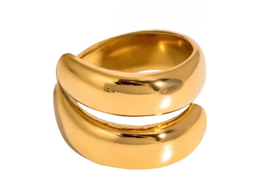 Stålring med 18K förgyllning - Reglerbar