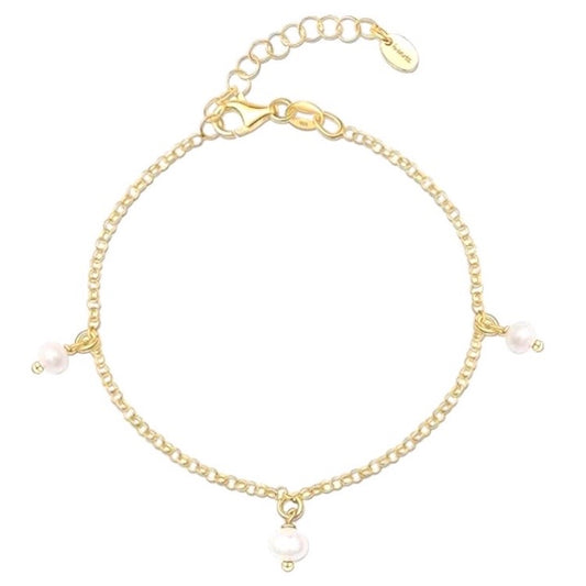 Stålarmband med 18K förgyllning och Sötvattenpärlor 16+4 cm