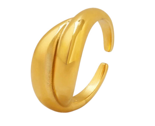 Stålring med 18K förgyllning - Reglerbar