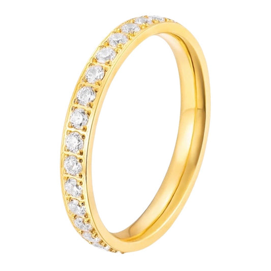 Stålring med 18K förgyllning och CZ