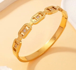Stålarmband med 18K förgyllning och CZ 8MM
